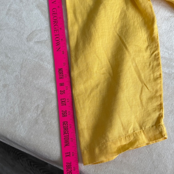 Charter Club Luxury Linen Pintuck Tunic Top Yellow XL Relaxed Summer V Neck - Picture 7 of 9